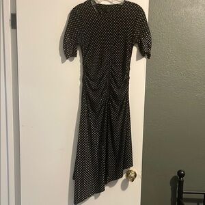 Topshop Black and White Asymmetrical Ruched Dress
